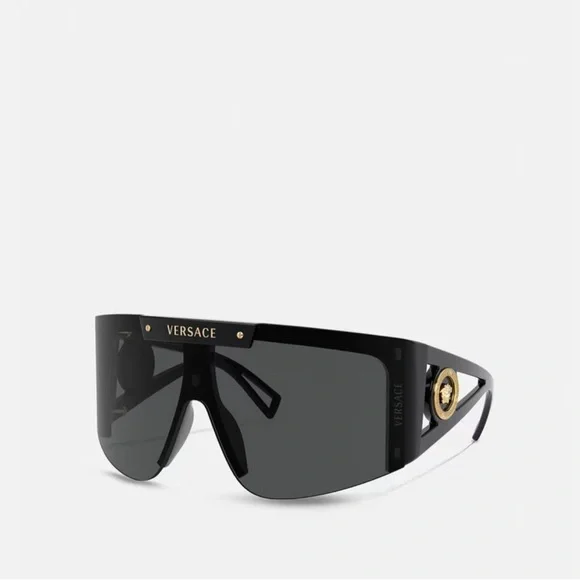 ?? Sleek Noir Icon: Versace Medusa Studded Shield Sunglasses ?️ The Versace Studded Medusa Biggie VE4361 539787 Black 53  main image 2